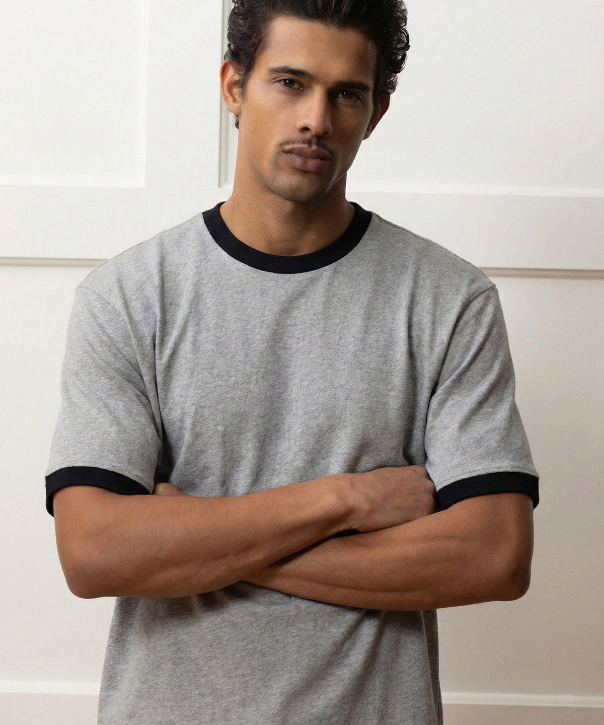 Boxy Jersey Ringer Tee - Grey Heather
