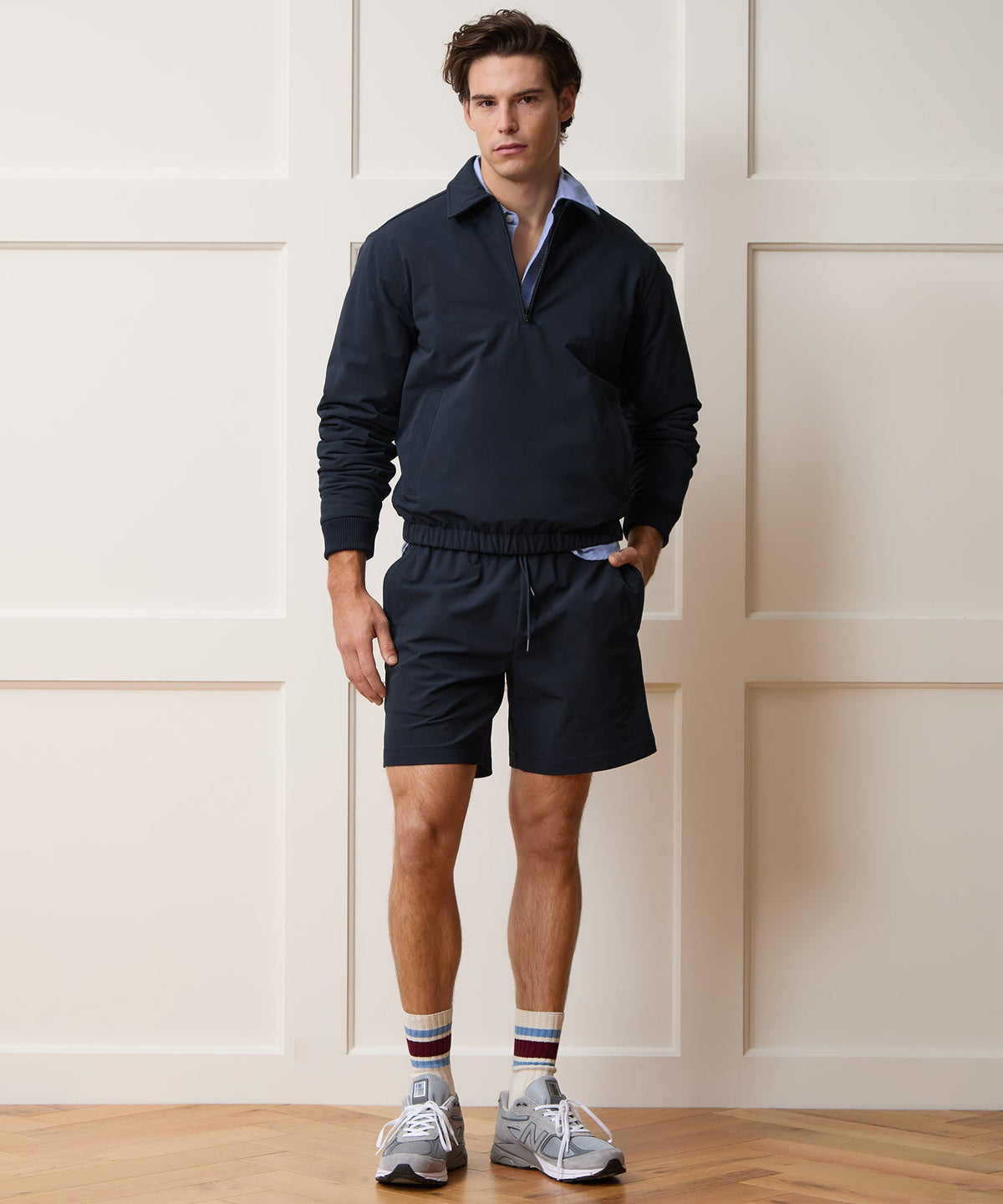 Nylon Quarter-Zip Jacket - Navy