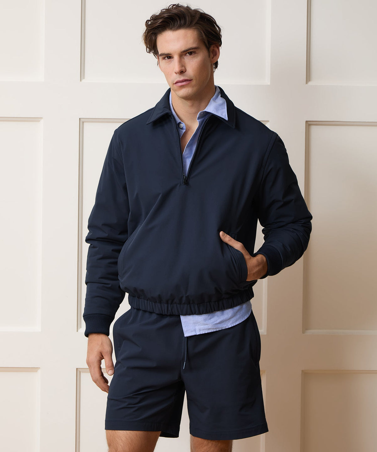 Nylon Quarter-Zip Jacket - Navy