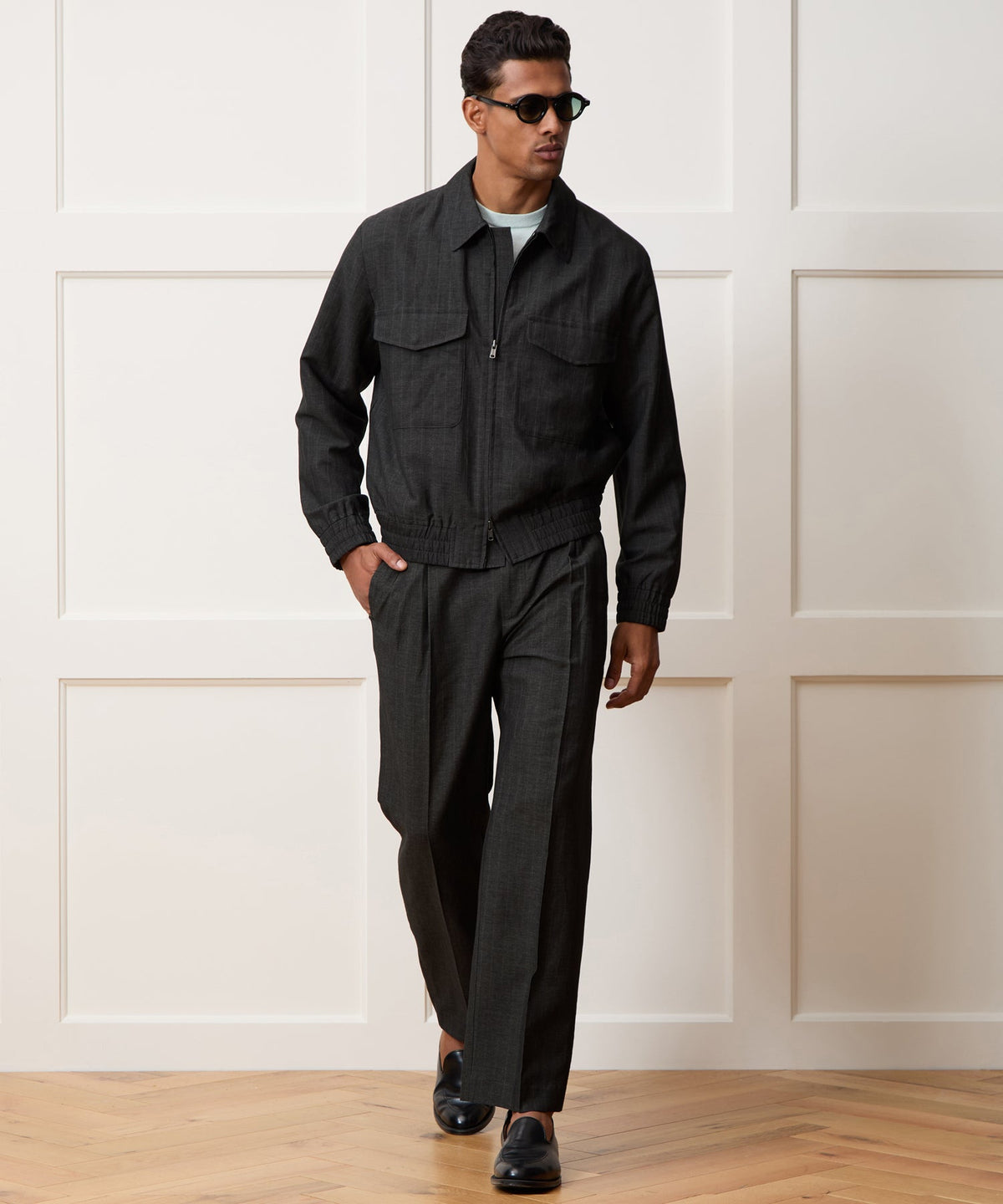 Italian Linen-Wool Officer Trouser - Charcoal