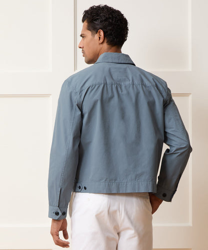 Garment-Dyed Poplin Jacket - Blue