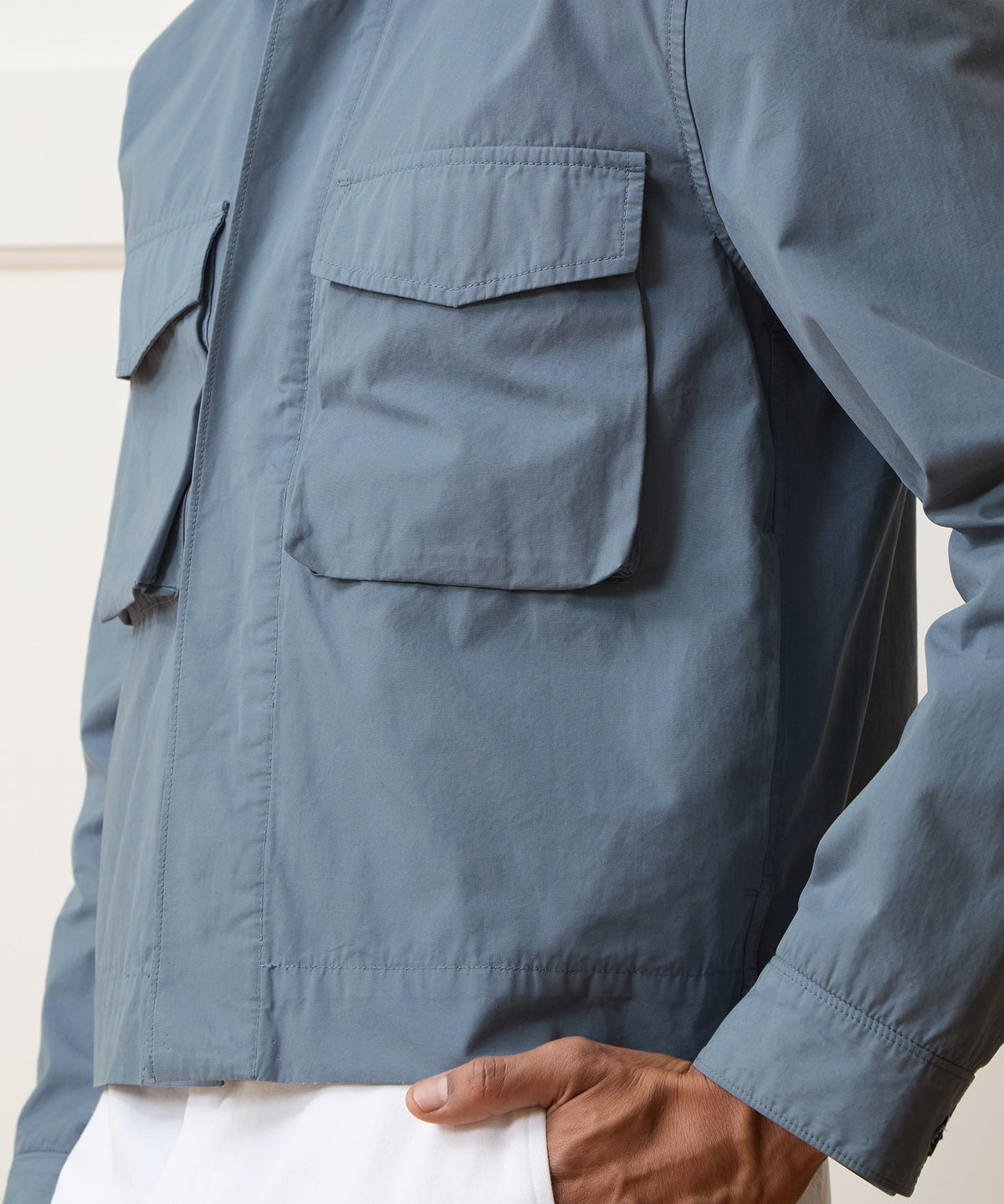 Garment-Dyed Poplin Jacket - Blue