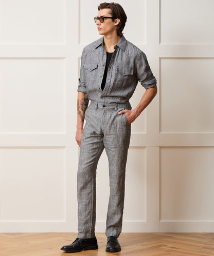Straight Fit Linen Favorite Pant - Black