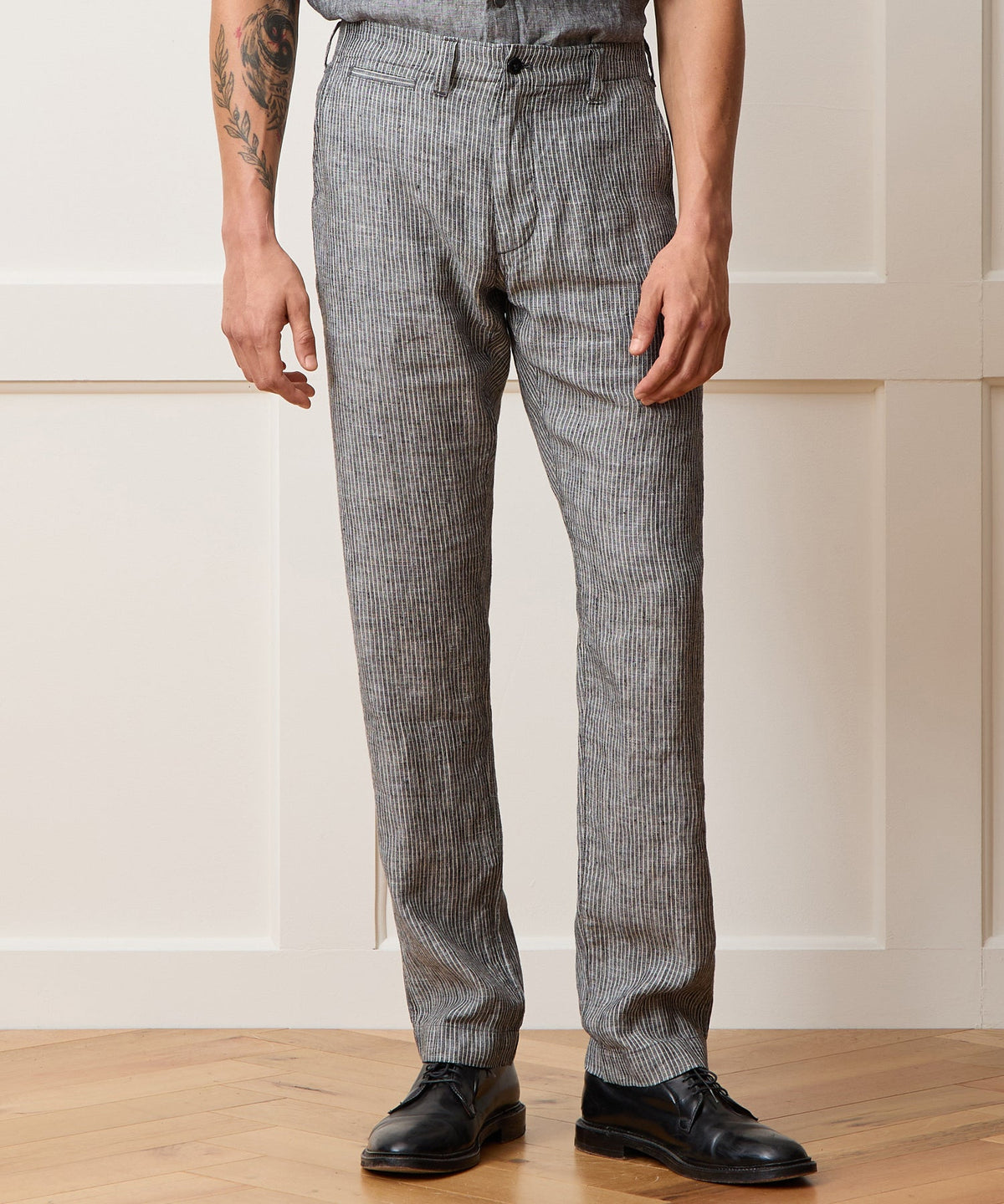 Straight Fit Linen Favorite Pant - Black
