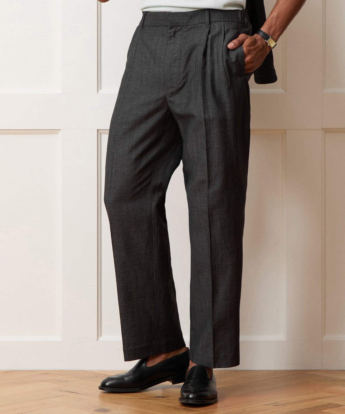 Italian Linen-Wool Officer Trouser - Charcoal