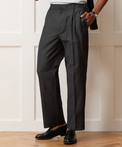 Italian Linen-Wool Officer Trouser - Charcoal