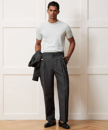 Italian Linen-Wool Officer Trouser - Charcoal