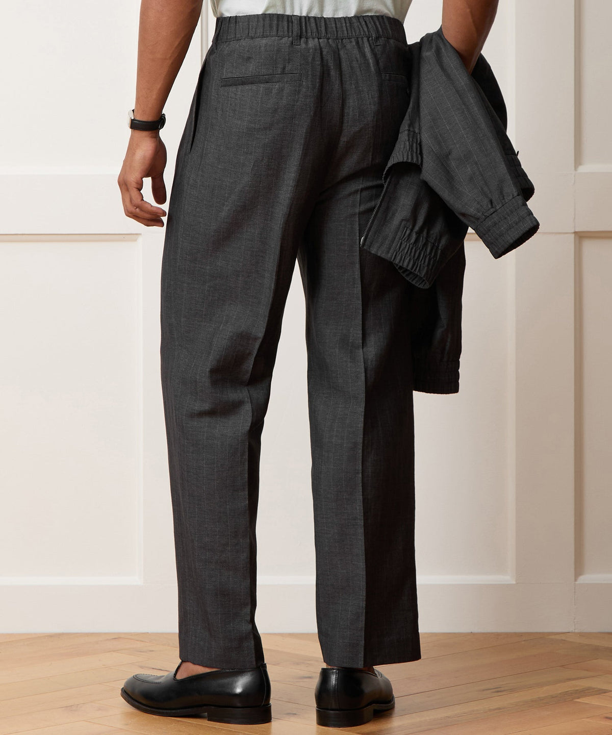 Italian Linen-Wool Officer Trouser - Charcoal