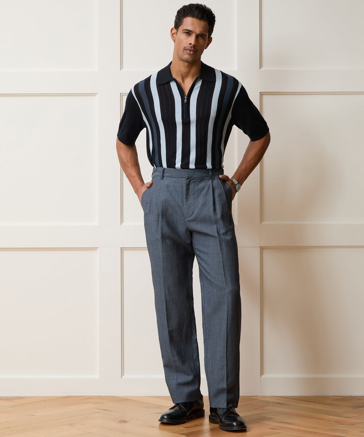 Italian Linen-Wool Officer Trouser - Light Blue
