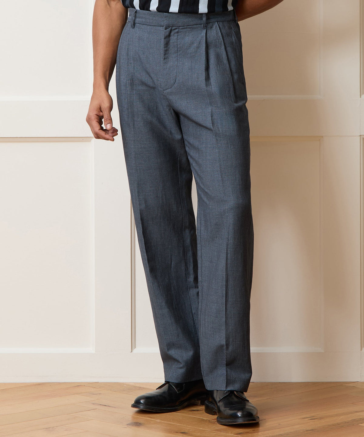 Italian Linen-Wool Officer Trouser - Light Blue