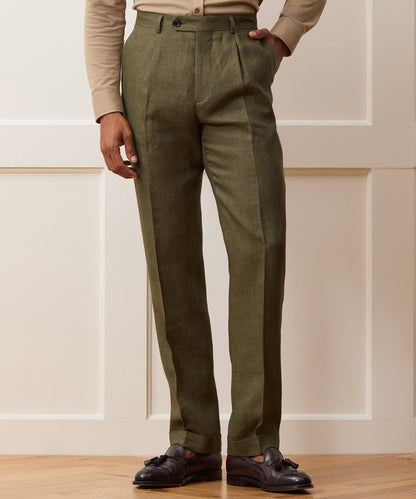 Italian Linen Madison Trouser - Olive