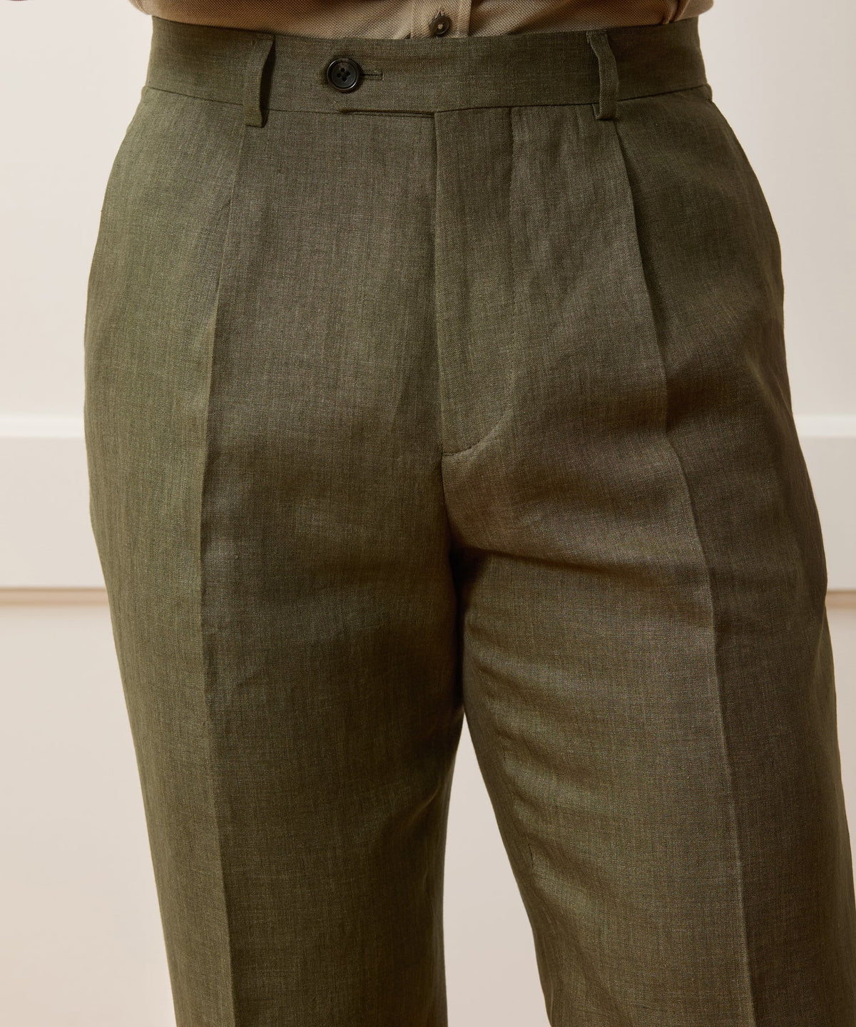 Italian Linen Madison Trouser - Olive