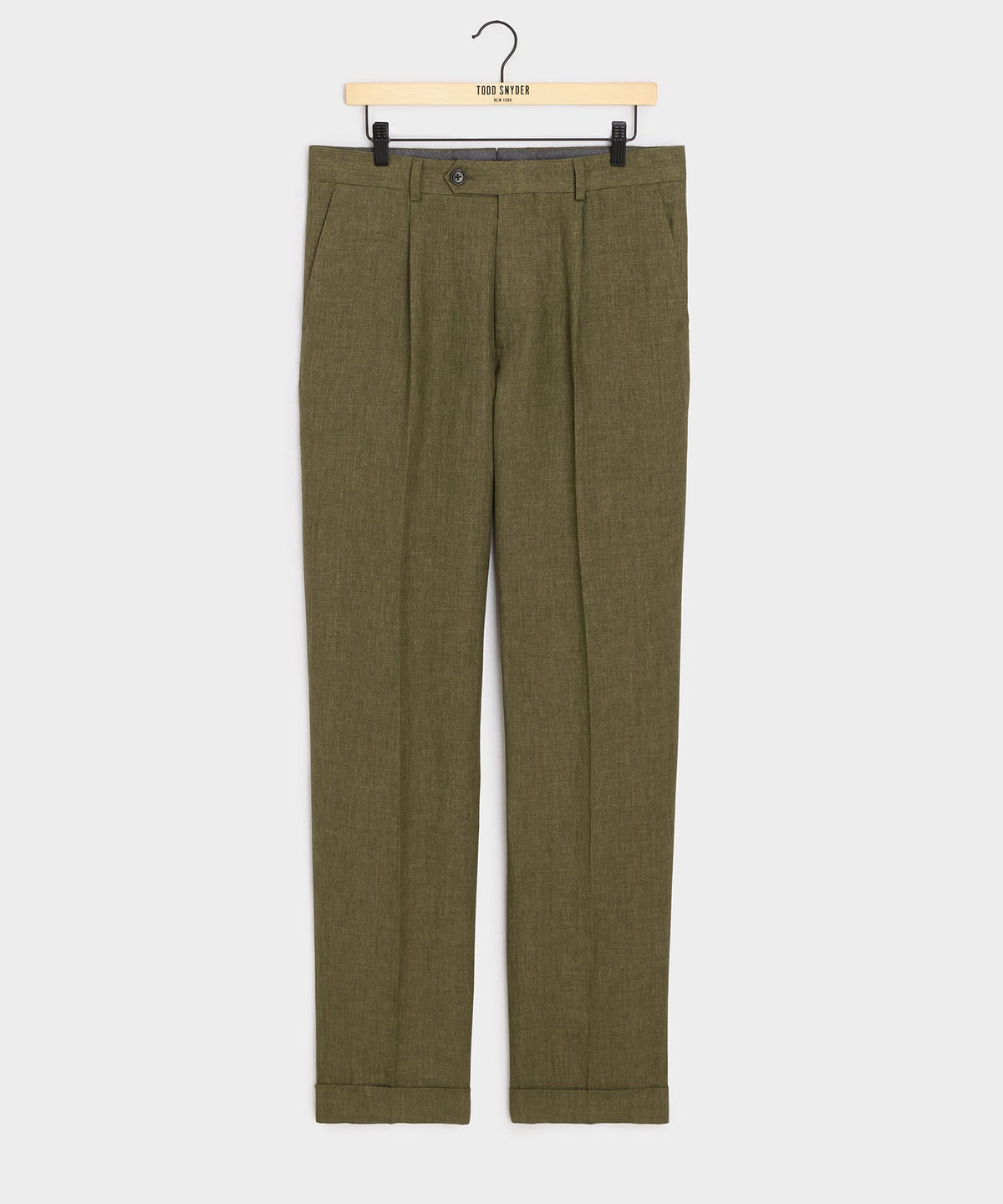 Italian Linen Madison Trouser - Olive