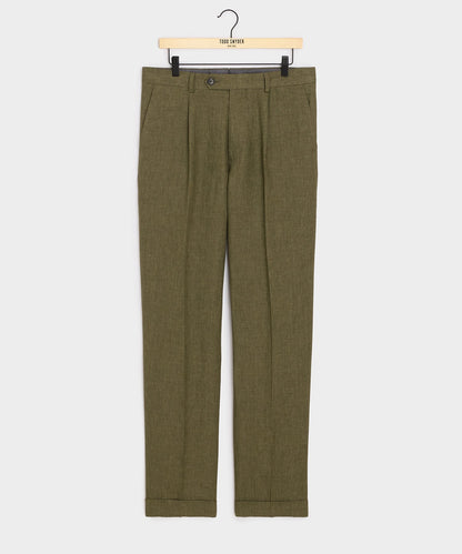 Italian Linen Madison Trouser - Olive