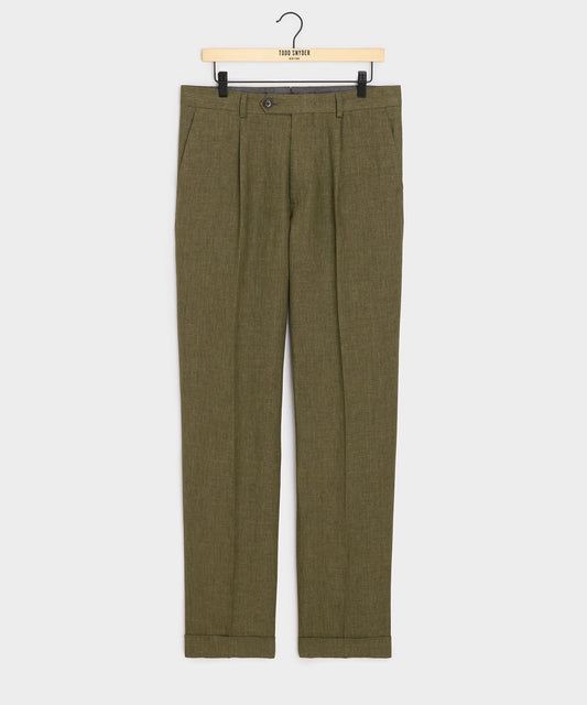Italian Linen Madison Trouser - Olive