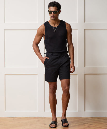 7" Cotton Side Tab Short - Black
