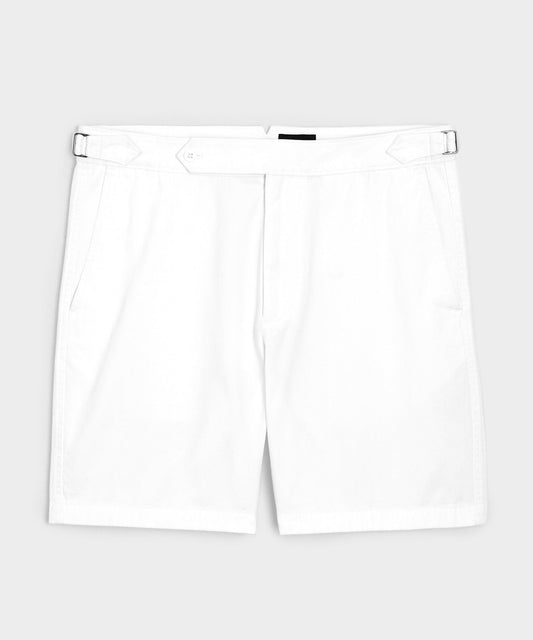 7" Cotton Side Tab Short - White
