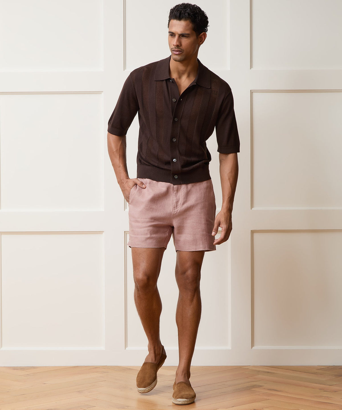 5" Linen Beachcomber Short - Rosy Tan