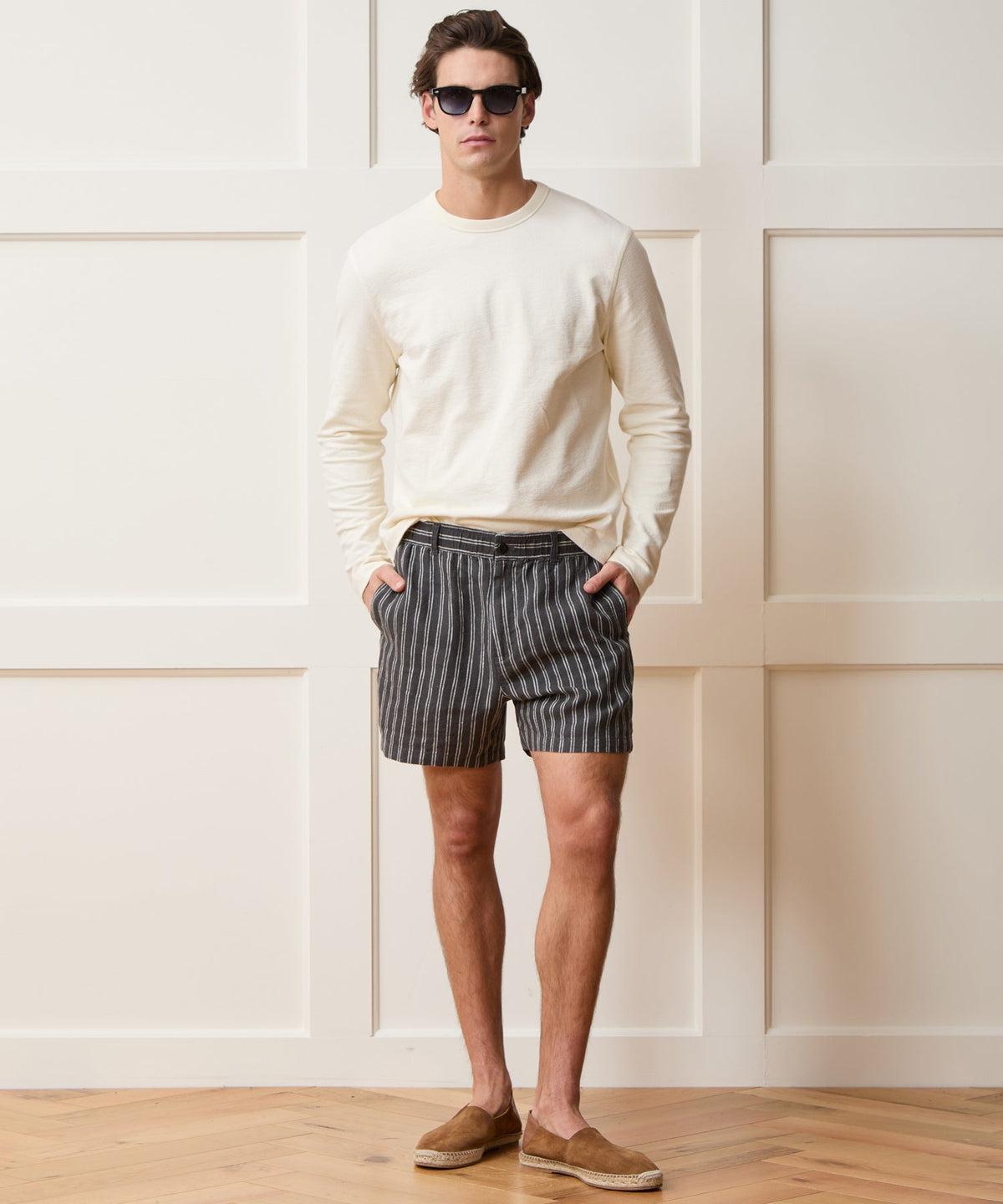 5" Linen Beachcomber Short - Black