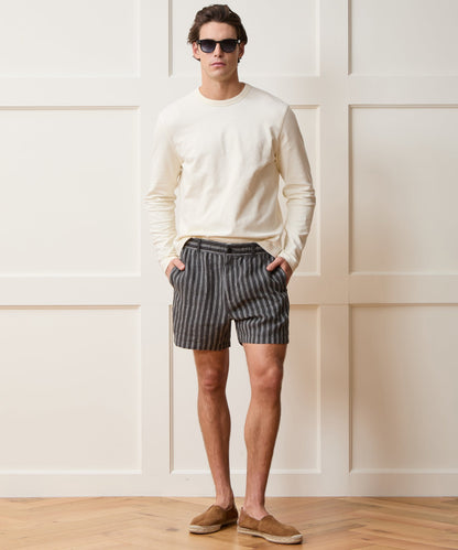 5" Linen Beachcomber Short - Black