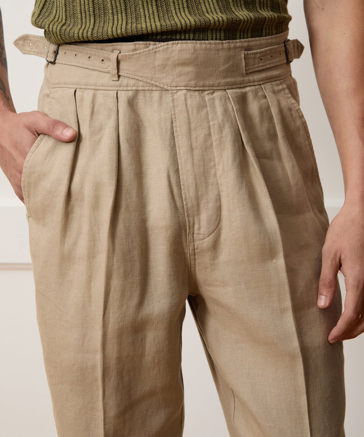 Linen Gurkha Trouser - Beige