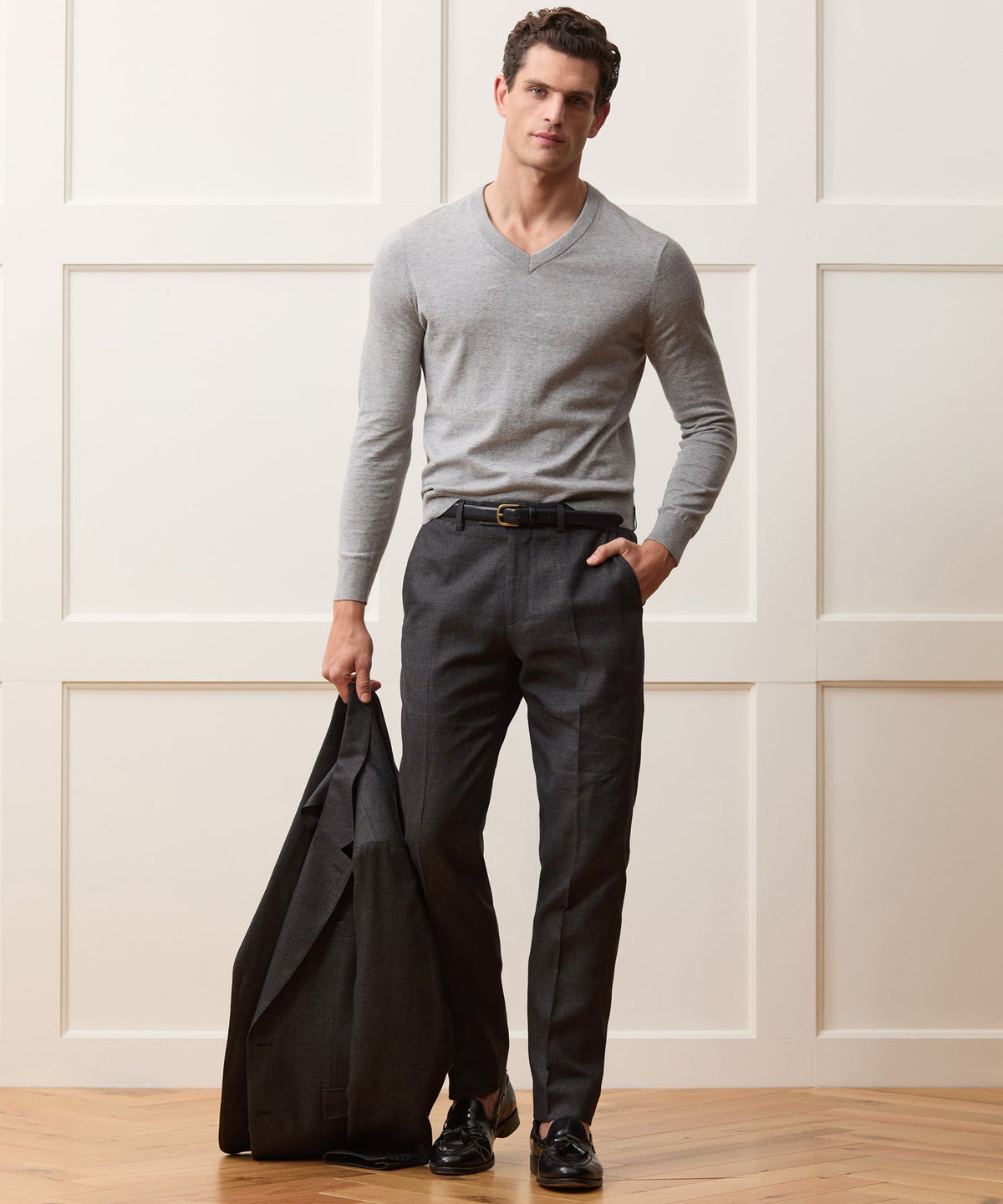 Italian Cotton-Linen Sutton Trouser - Charcoal