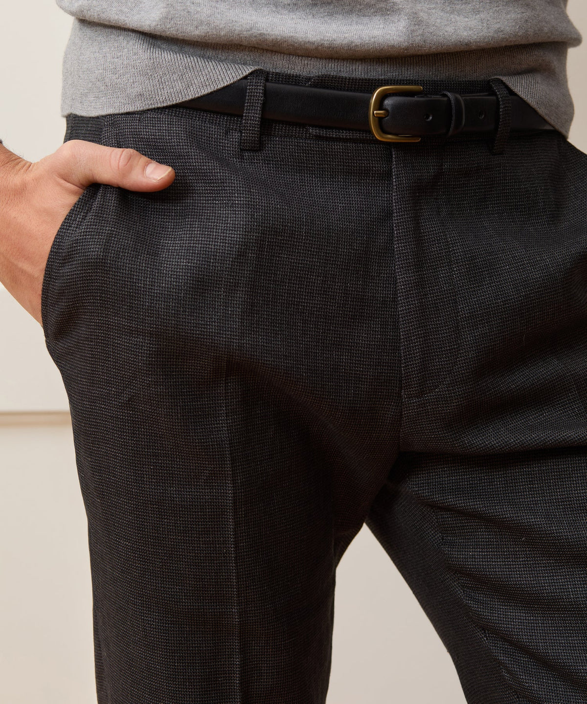 Italian Cotton-Linen Sutton Trouser - Charcoal