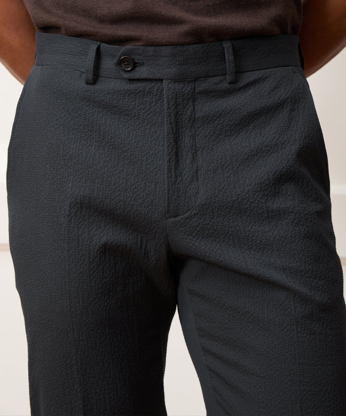Italian Seersucker Sutton Trouser - Obsidian