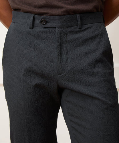 Italian Seersucker Sutton Trouser - Obsidian