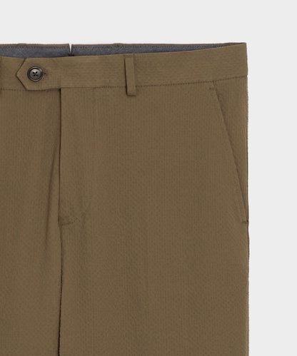 Italian Seersucker Sutton Trouser - Tan
