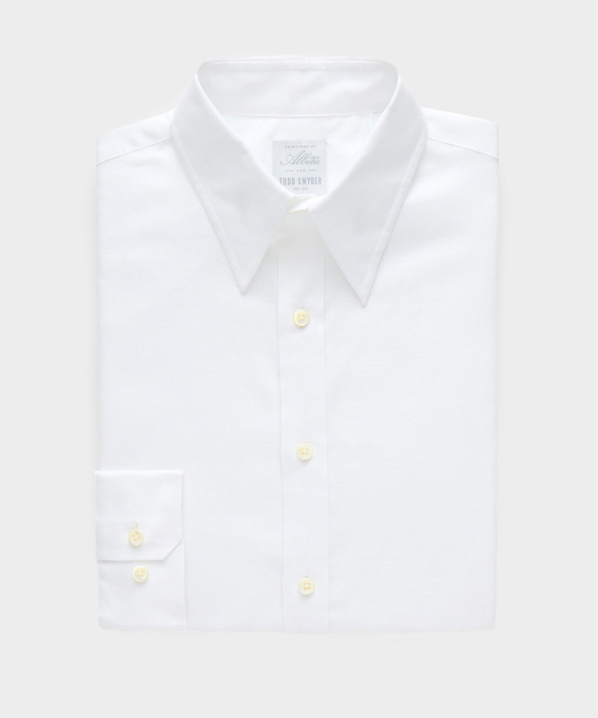 Italian Cotton-Linen Long Point Collar Dress Shirt - White