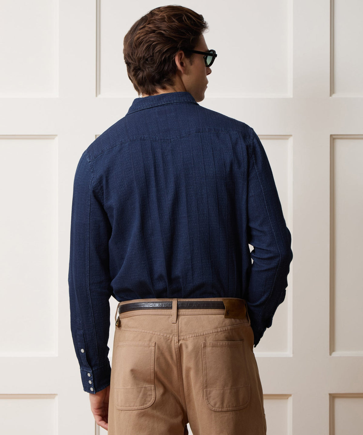 Denim Jacquard Western Shirt - Rinsed Indigo
