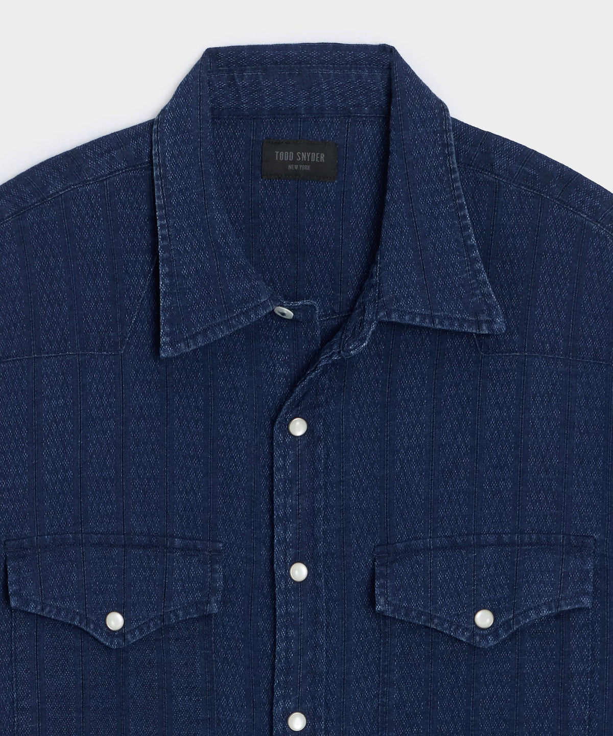 Denim Jacquard Western Shirt - Rinsed Indigo