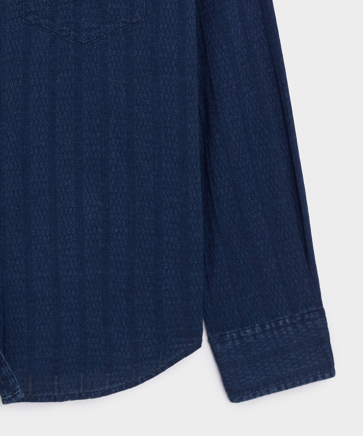 Denim Jacquard Western Shirt - Rinsed Indigo