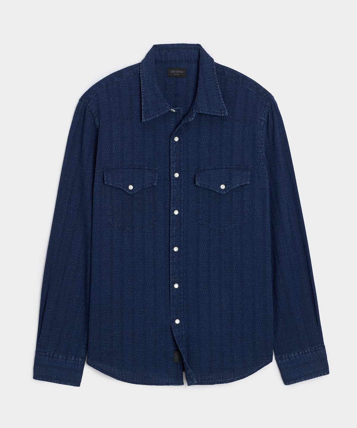 Denim Jacquard Western Shirt - Rinsed Indigo