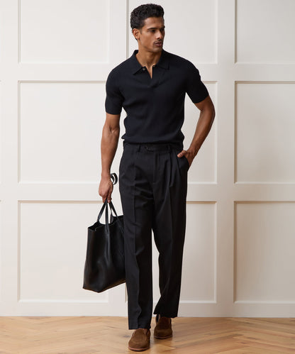 Cotton-Cashmere Sweater Polo - Black