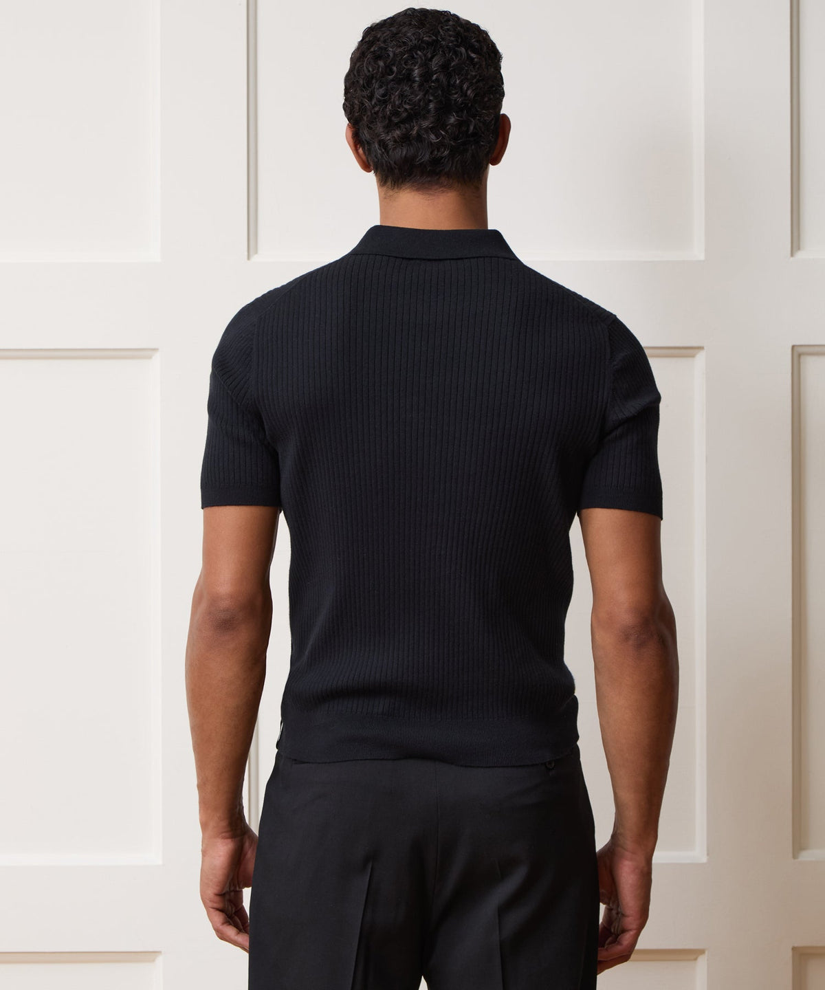 Cotton-Cashmere Sweater Polo - Black
