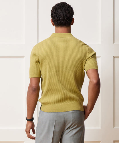 Cotton-Cashmere Sweater Polo - Green Leaf