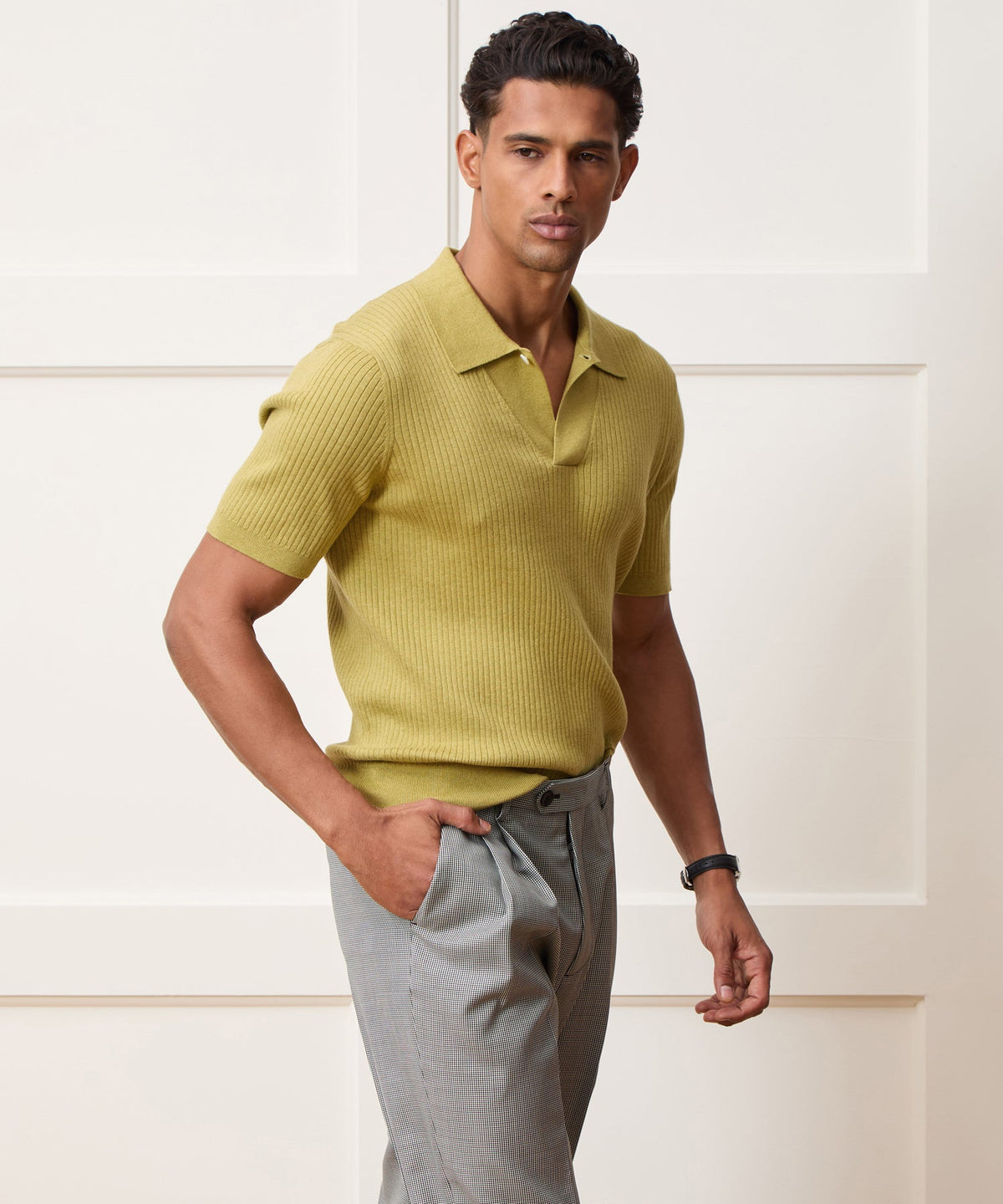 Cotton-Cashmere Sweater Polo - Green Leaf