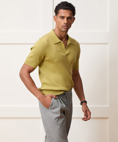 Cotton-Cashmere Sweater Polo - Green Leaf