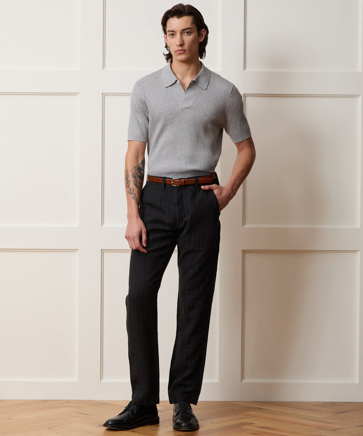 Cotton-Cashmere Sweater Polo - Heather Grey