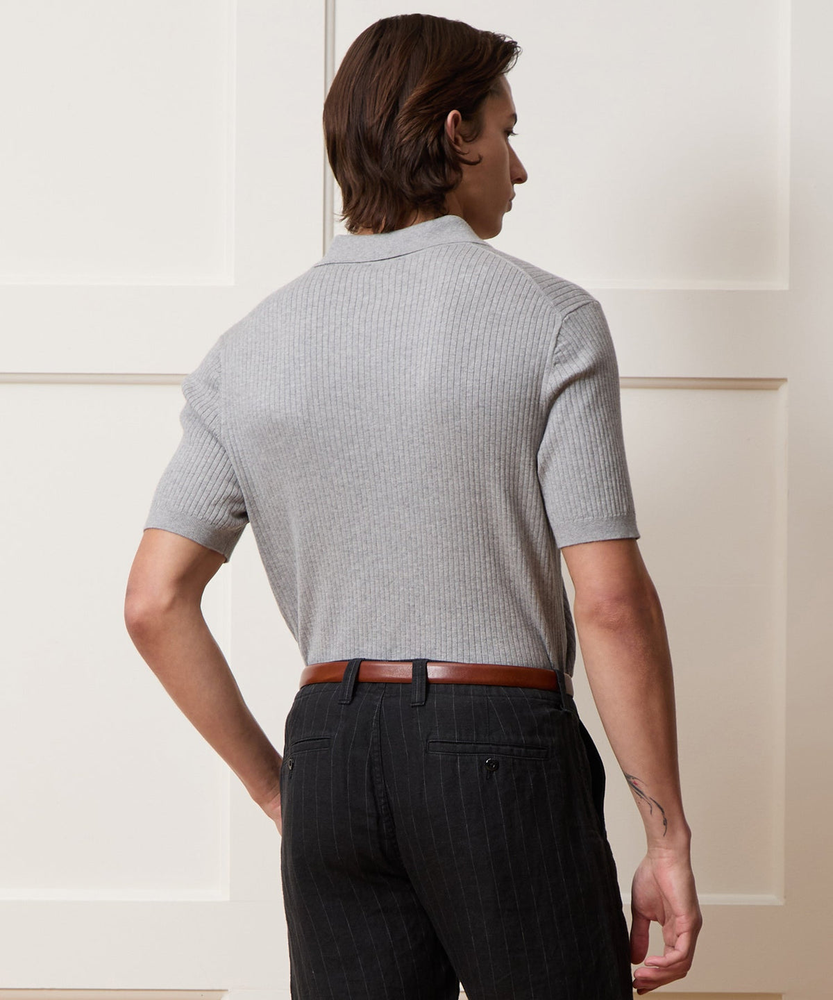Cotton-Cashmere Sweater Polo - Heather Grey
