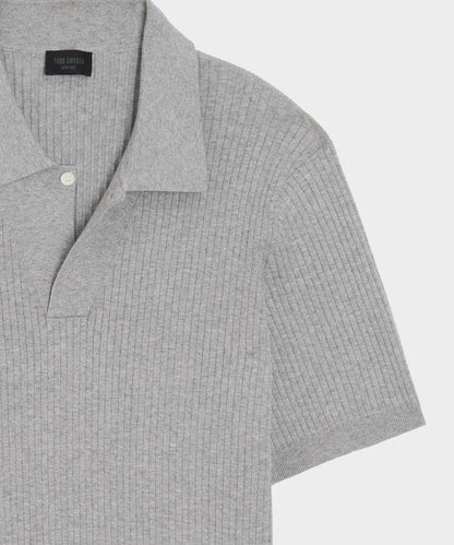 Cotton-Cashmere Sweater Polo - Heather Grey