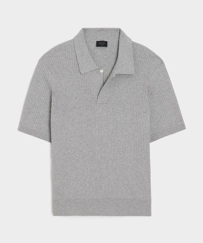 Cotton-Cashmere Sweater Polo - Heather Grey