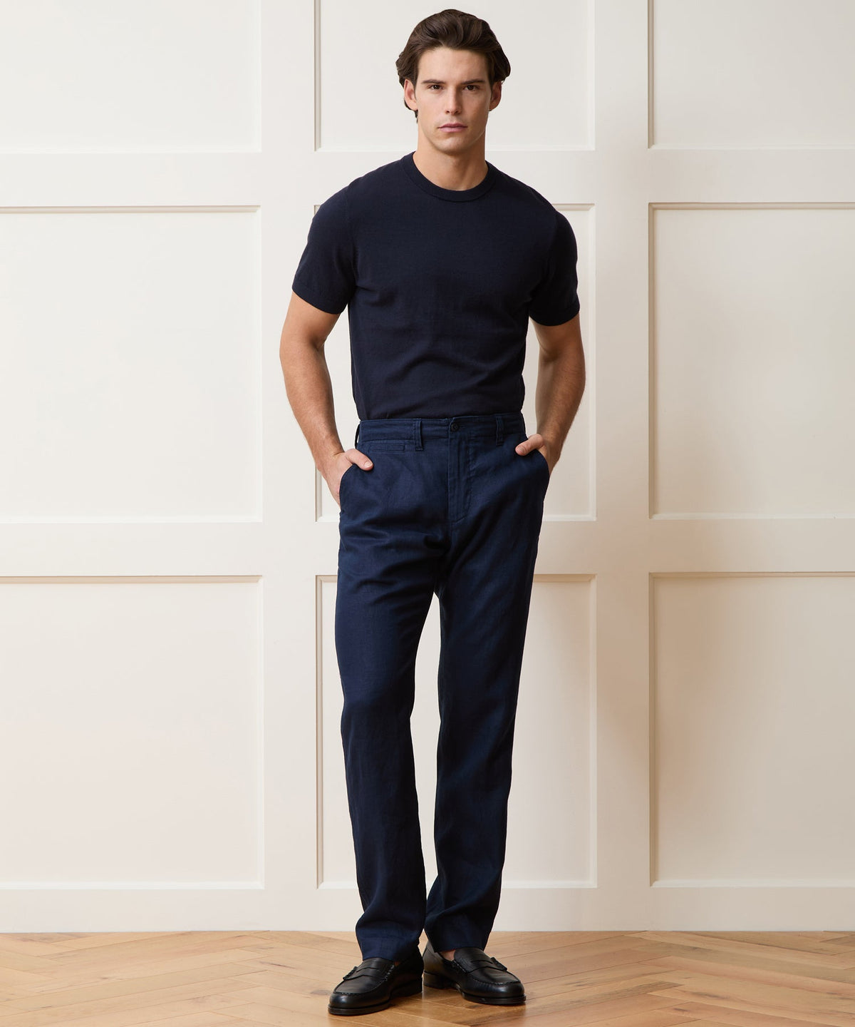 Cotton-Cashmere Sweater Tee - Navy