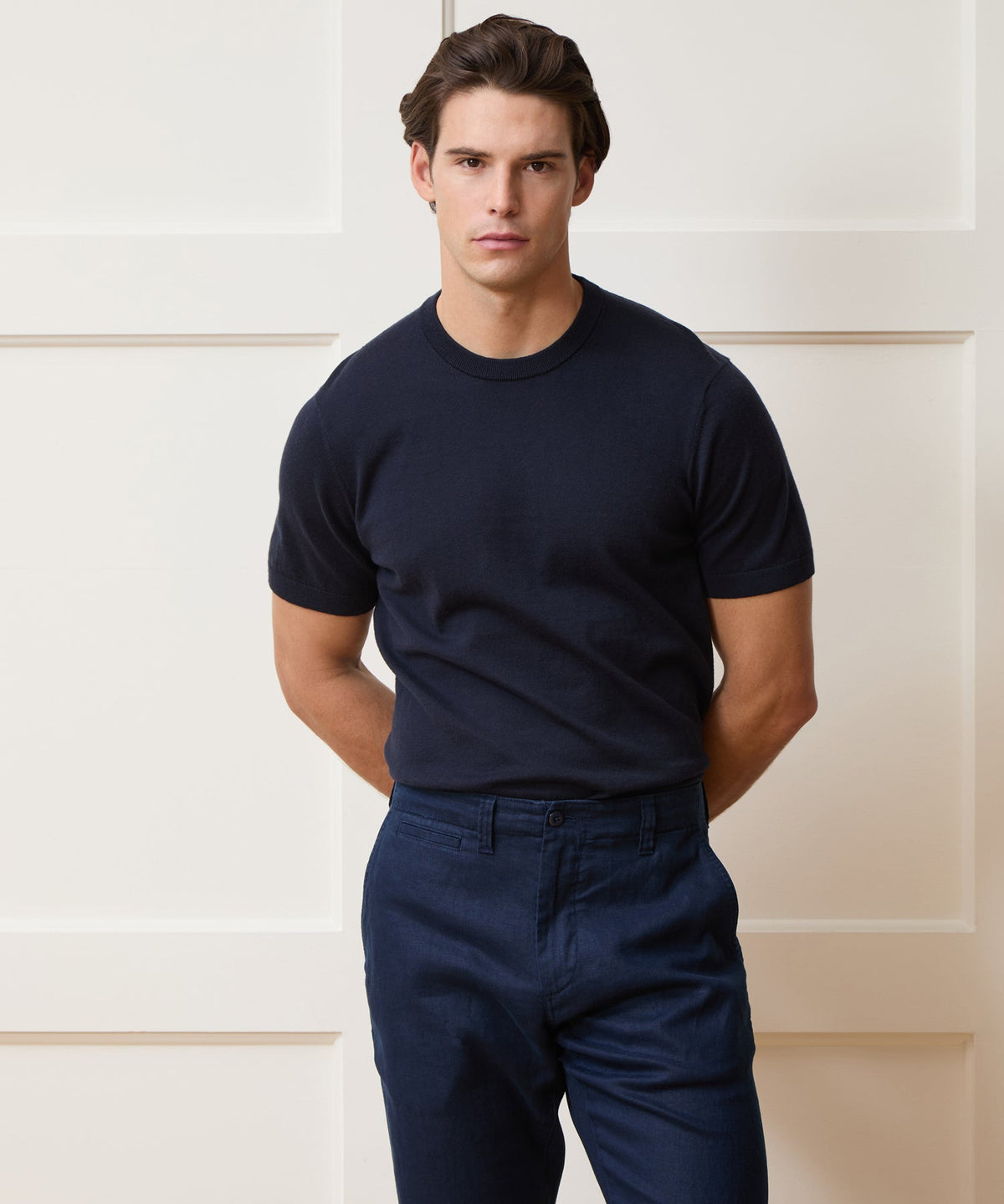 Cotton-Cashmere Sweater Tee - Navy