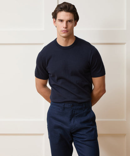 Cotton-Cashmere Sweater Tee - Navy