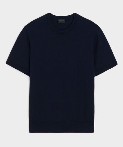 Cotton-Cashmere Sweater Tee - Navy