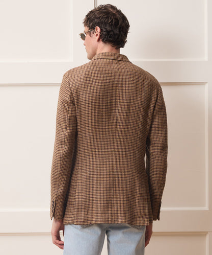 Italian Linen Houndstooth Sport Coat - Brown