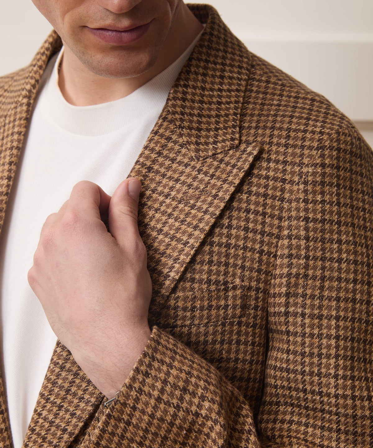 Italian Linen Houndstooth Sport Coat - Brown